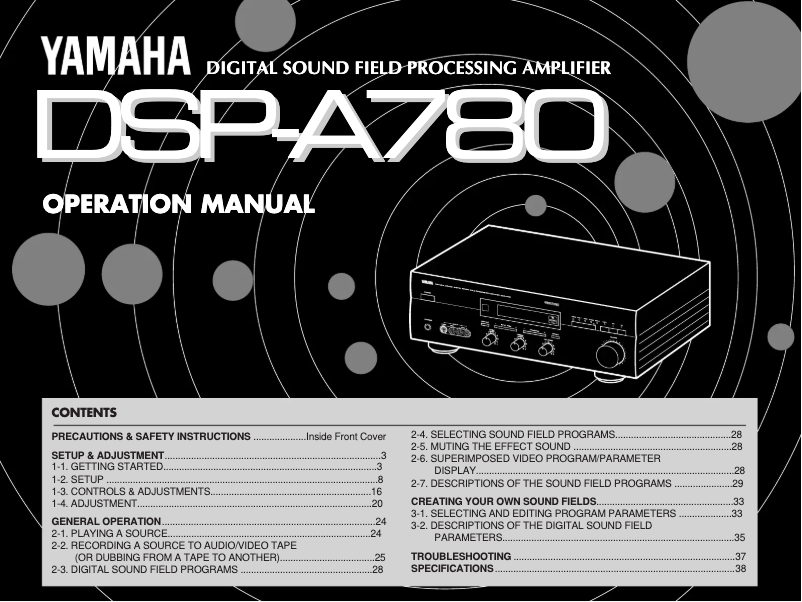 Imagen de la primera página del manual del dispositivo DSP-A780