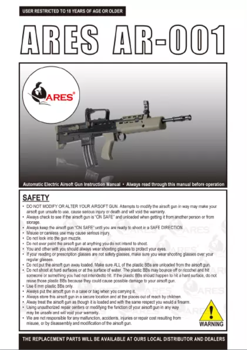 Imagen de la primera página del manual del dispositivo AR-001