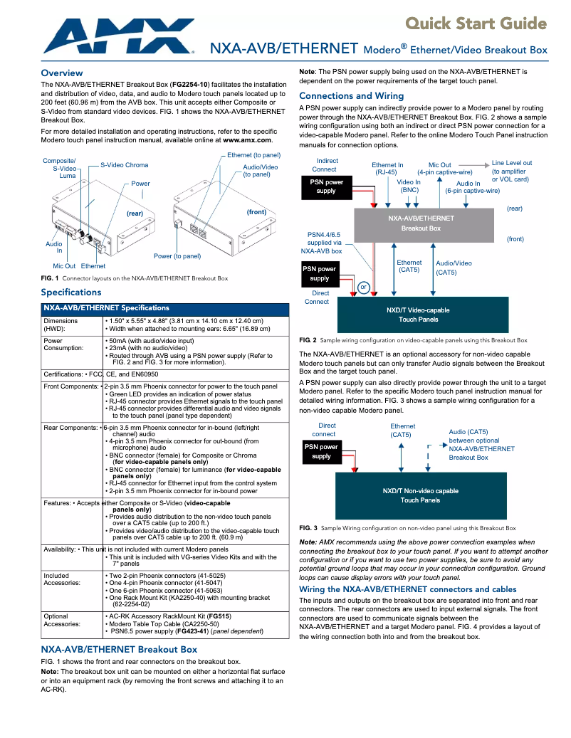 Imagen de la primera página del manual del dispositivo NXA-AVB/ETHERNET