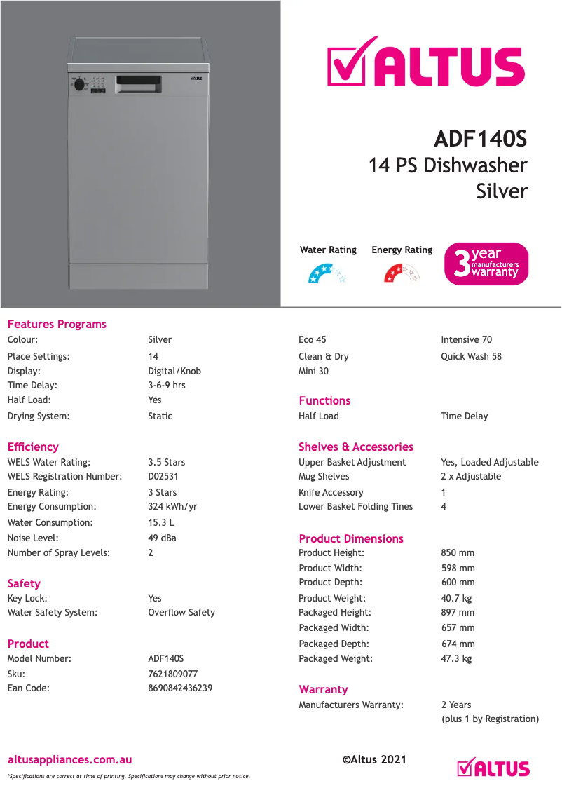 Imagen de la primera página del manual del dispositivo ADF140S