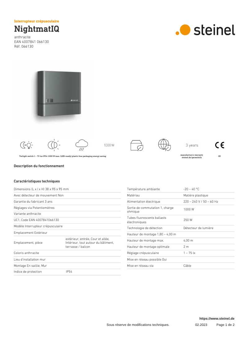 Imagen de la primera página del manual del dispositivo NightmatIQ