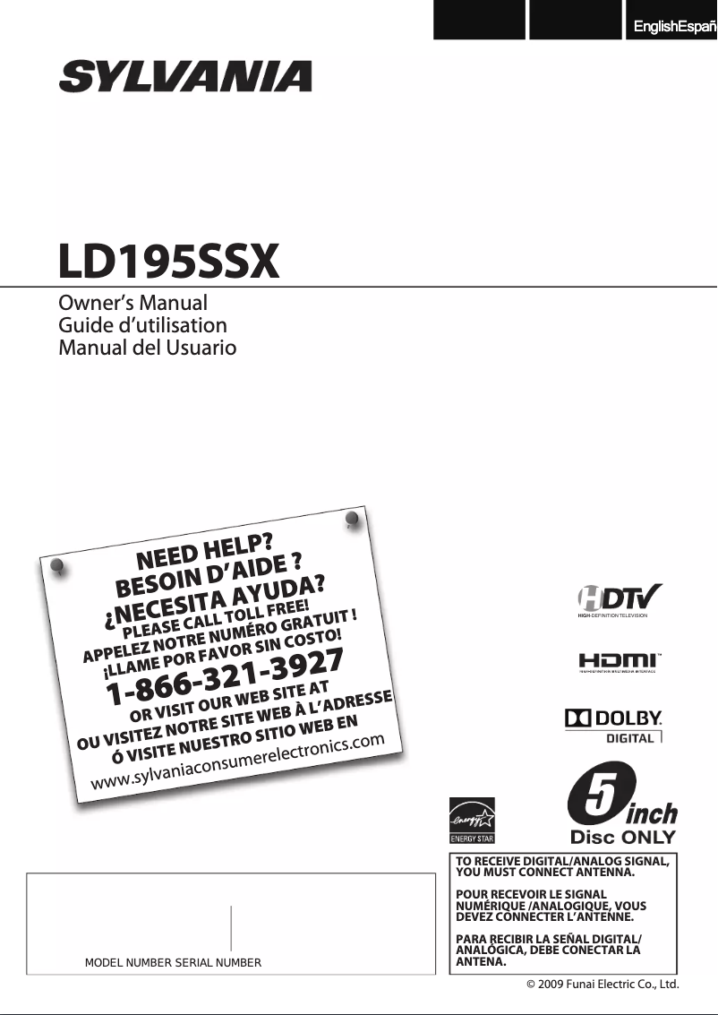 Imagen de la primera página del manual del dispositivo LD195SSX