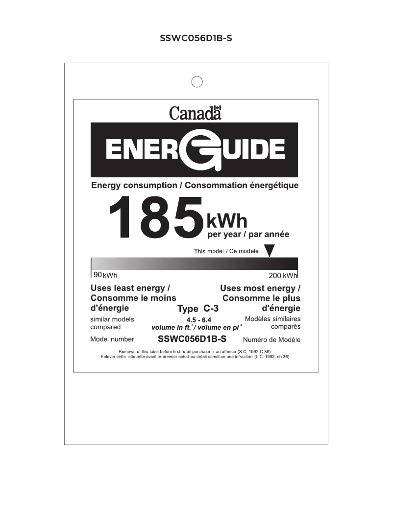 Página 1 del manual Etiqueta energética Danby SSWC056D1B