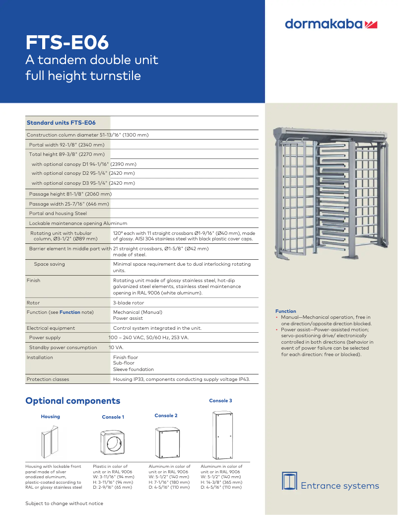 Imagen de la primera página del manual del dispositivo FTS-E06