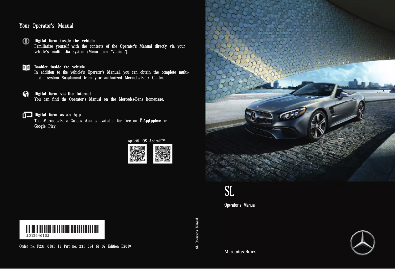 Imagen de la primera página del manual del dispositivo SL Roadster (2019)