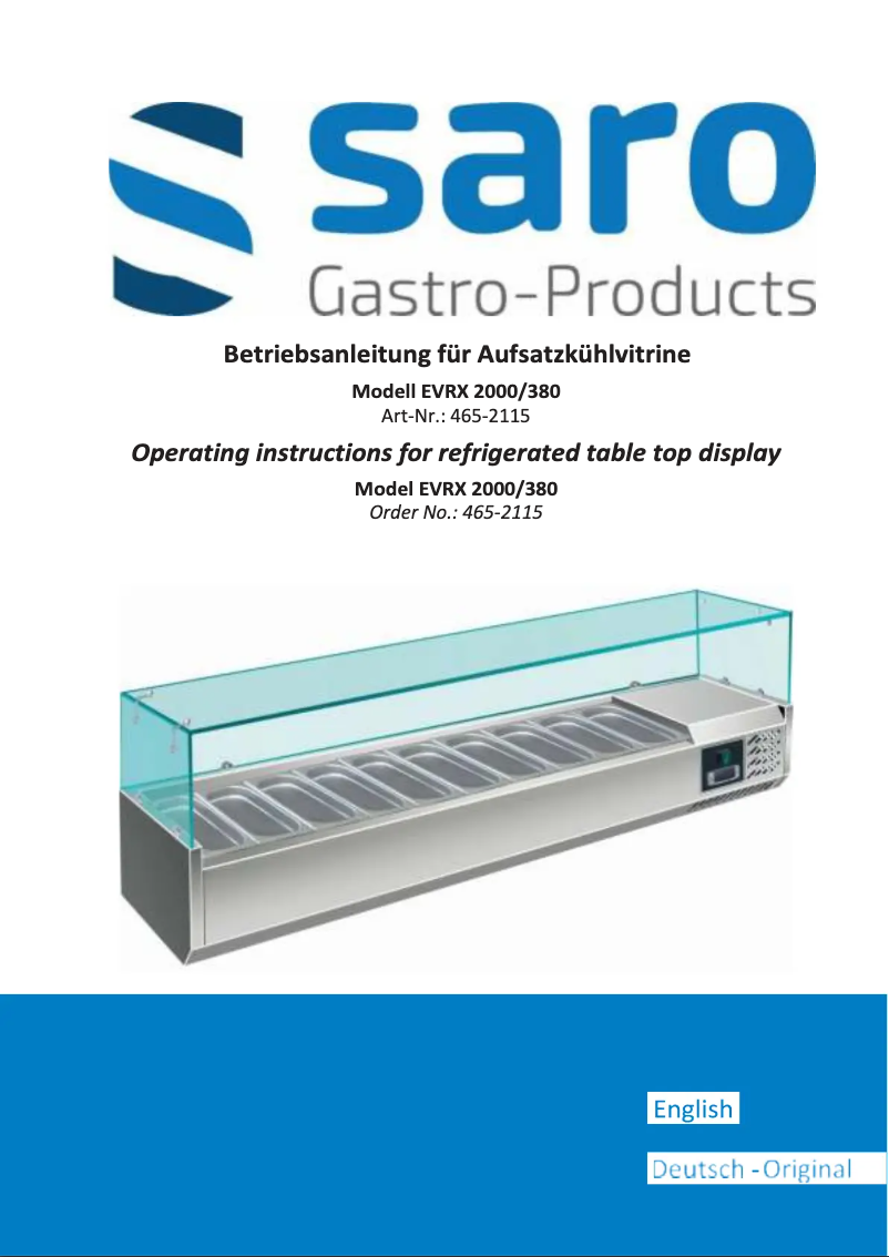 Página 1 del manual Manual de usuario Saro EVRX 2000/380