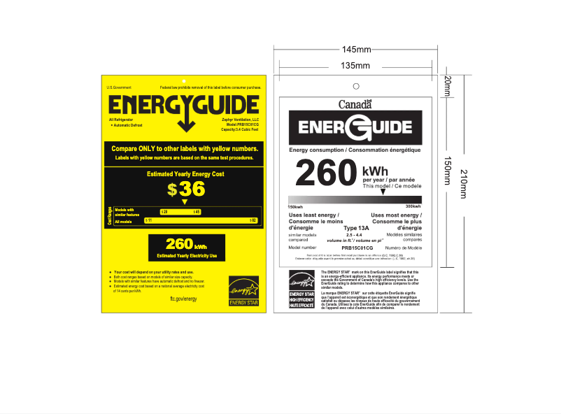 Página 1 del manual Etiqueta energética Zephyr PRB15C01CG