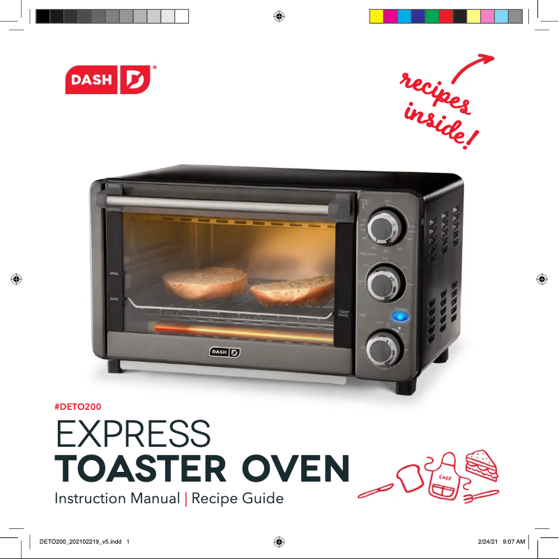 Imagen de la primera página del manual del dispositivo Express Toaster Oven DETO200GBBK01