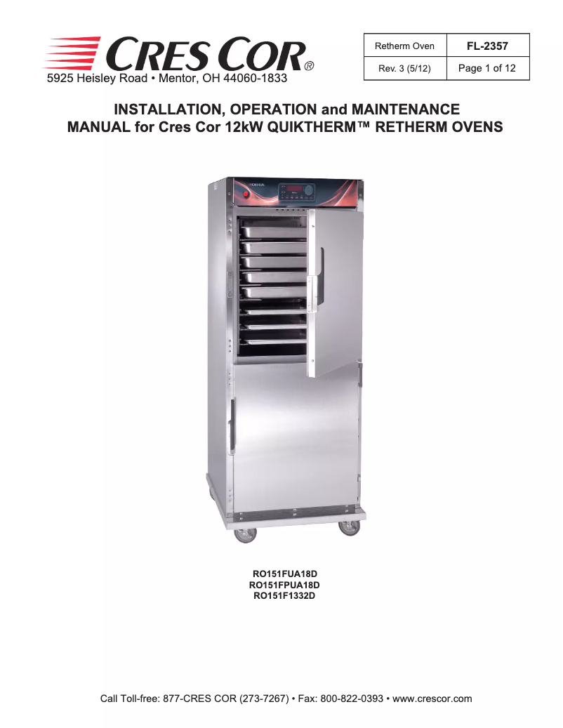 Página 1 del manual Manual de usuario Cres Cor CO151HUA6DXSTK