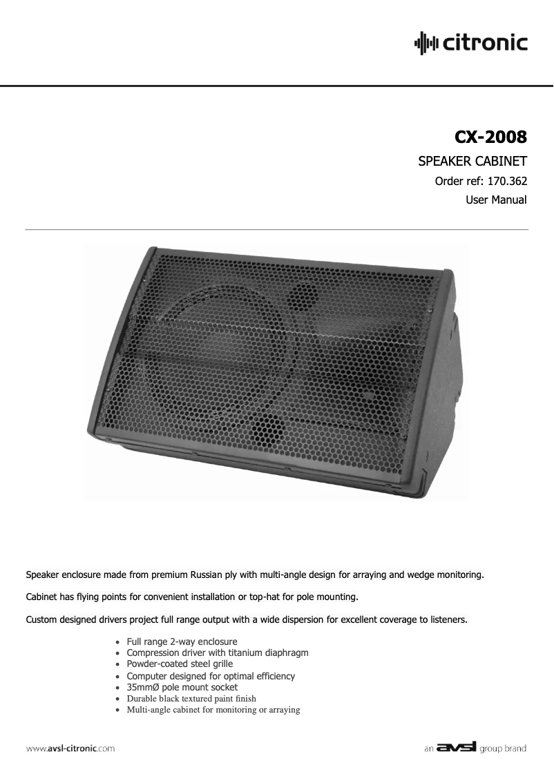 Imagen de la primera página del manual del dispositivo CX-2008