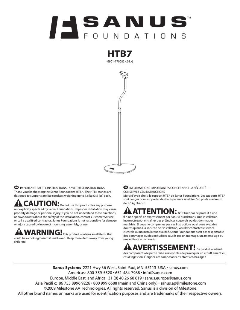 Página 1 del manual Manual de usuario Sanus HTB7