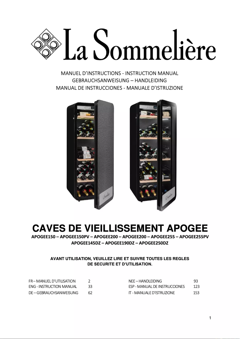 Imagen de la primera página del manual del dispositivo APOGEE150