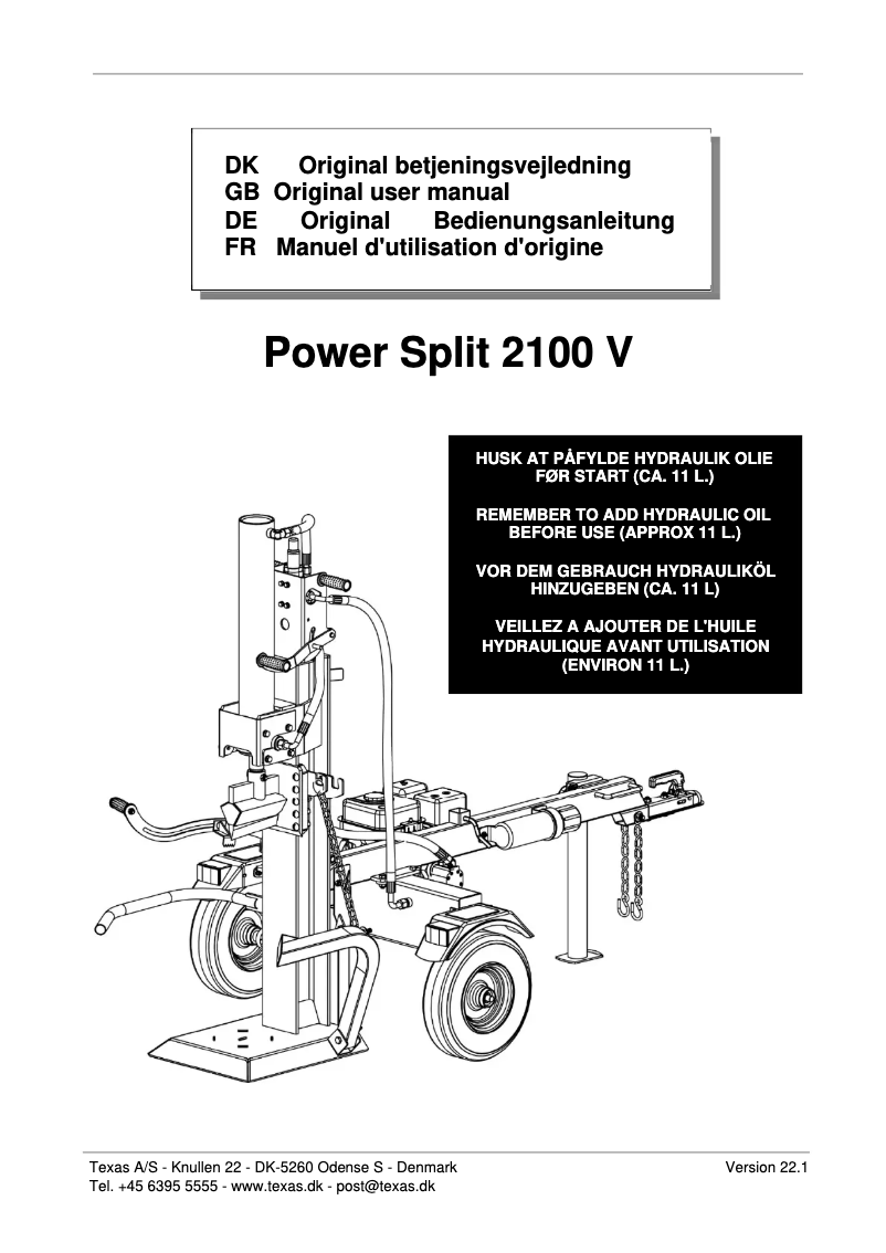 Página 1 del manual Manual de usuario Texas Power Split 2100 V