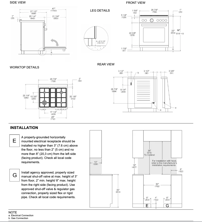 Página 1 del manual Guía de instalación Bertazzoni PRO304BFEPNET