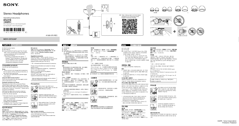 Imagen de la primera página del manual del dispositivo MDR-EX150AP