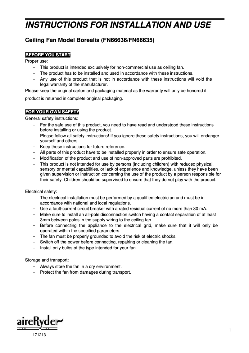 Imagen de la primera página del manual del dispositivo Borealis