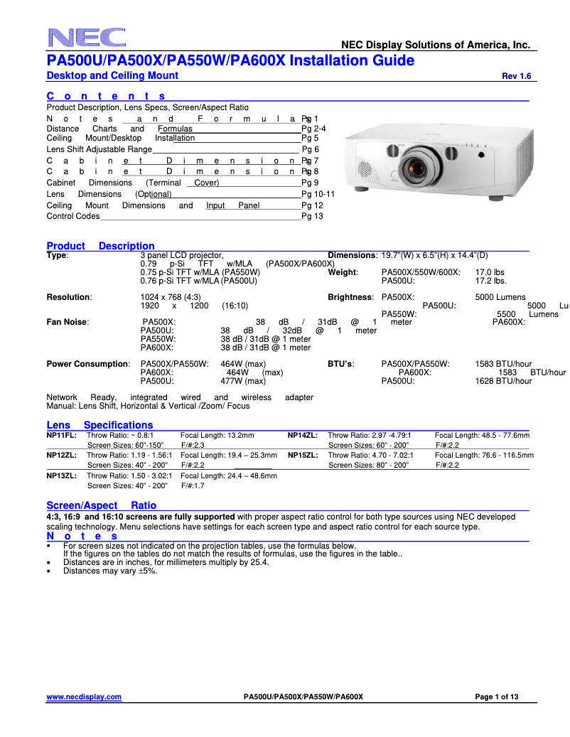 Página 1 del manual Manual de usuario NEC PA500U-13ZL