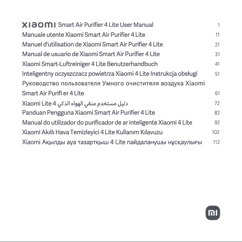 Imagen de la primera página del manual del dispositivo Smart Air Purifier 4 Lite