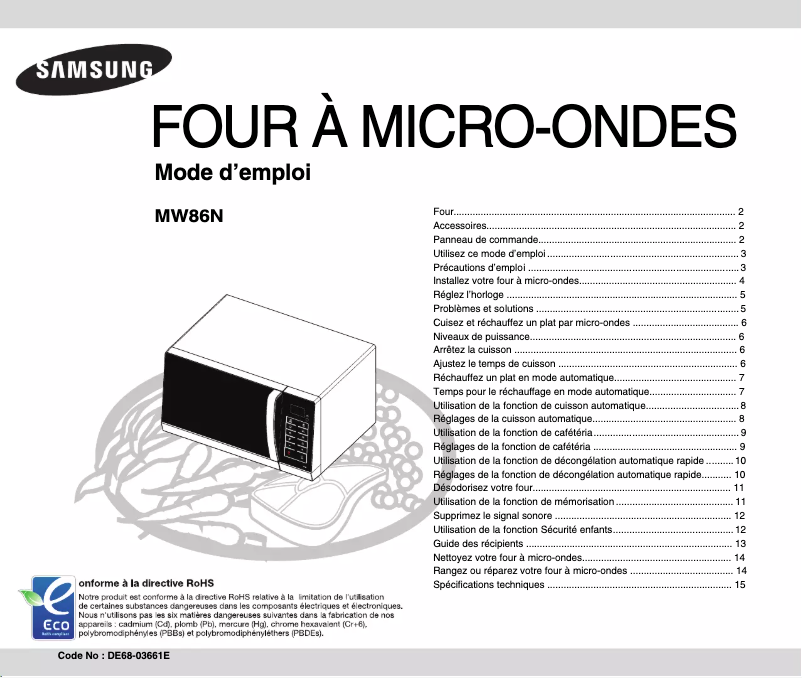Imagen de la primera página del manual del dispositivo MW86N
