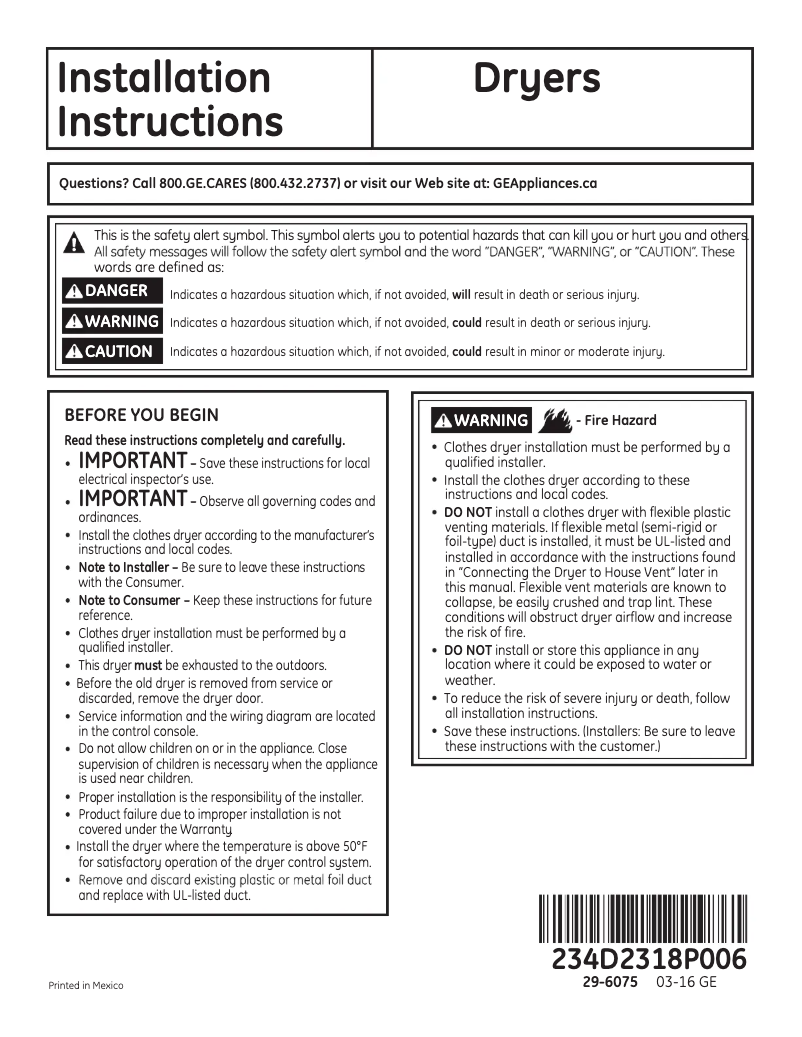 Página 1 del manual Manual de usuario GE GTD40EBMKWW