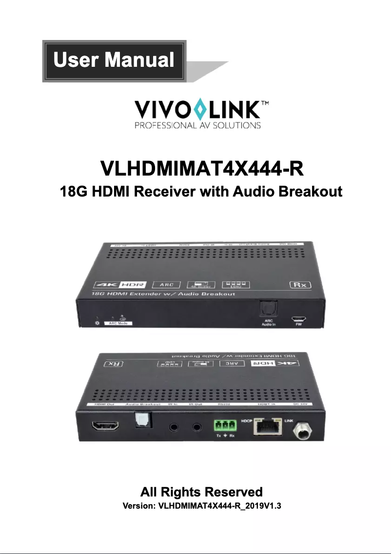 Imagen de la primera página del manual del dispositivo VLHDMIMAT4X444-R