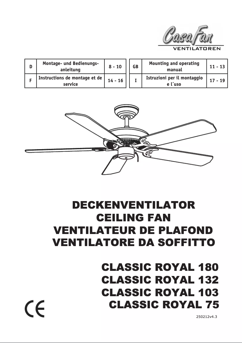 Página 1 del manual Manual de usuario CasaFan Classic Royal 75