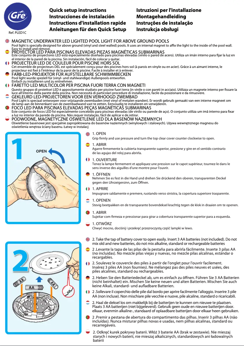 Imagen de la primera página del manual del dispositivo PLED1C