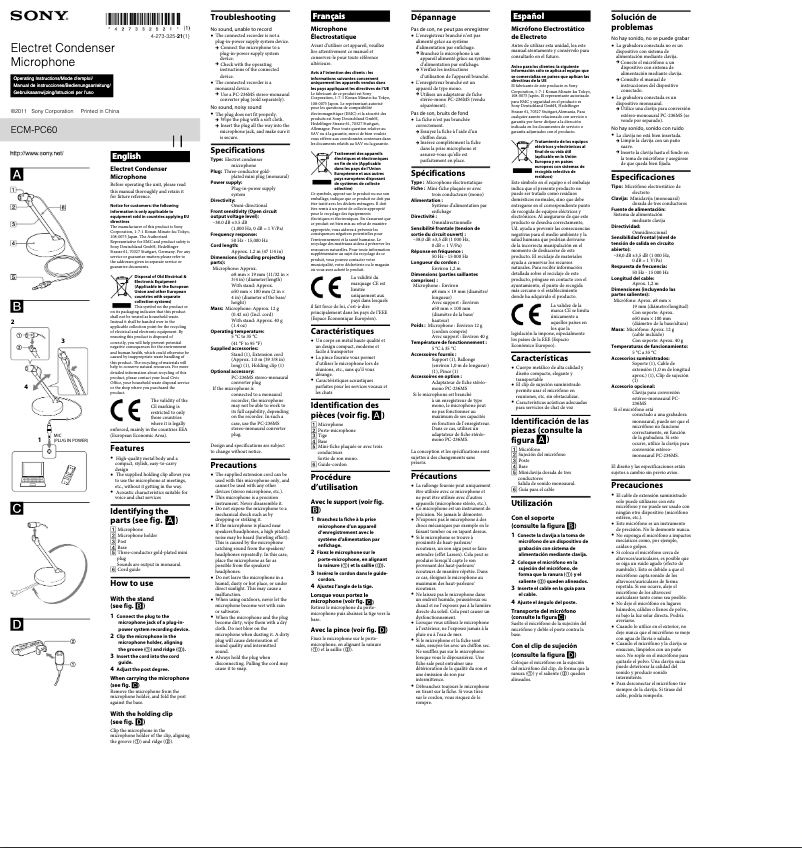 Página nº 1 - Manual de usuario Sony ECM-PC60