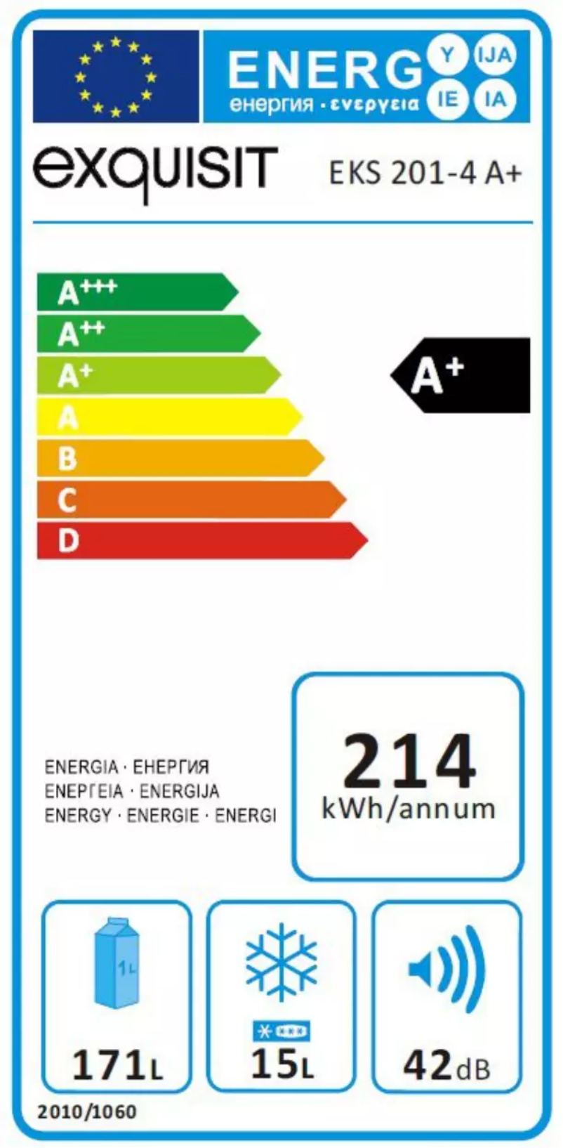 Página 1 del manual Etiqueta energética Exquisit EKS201-4A+