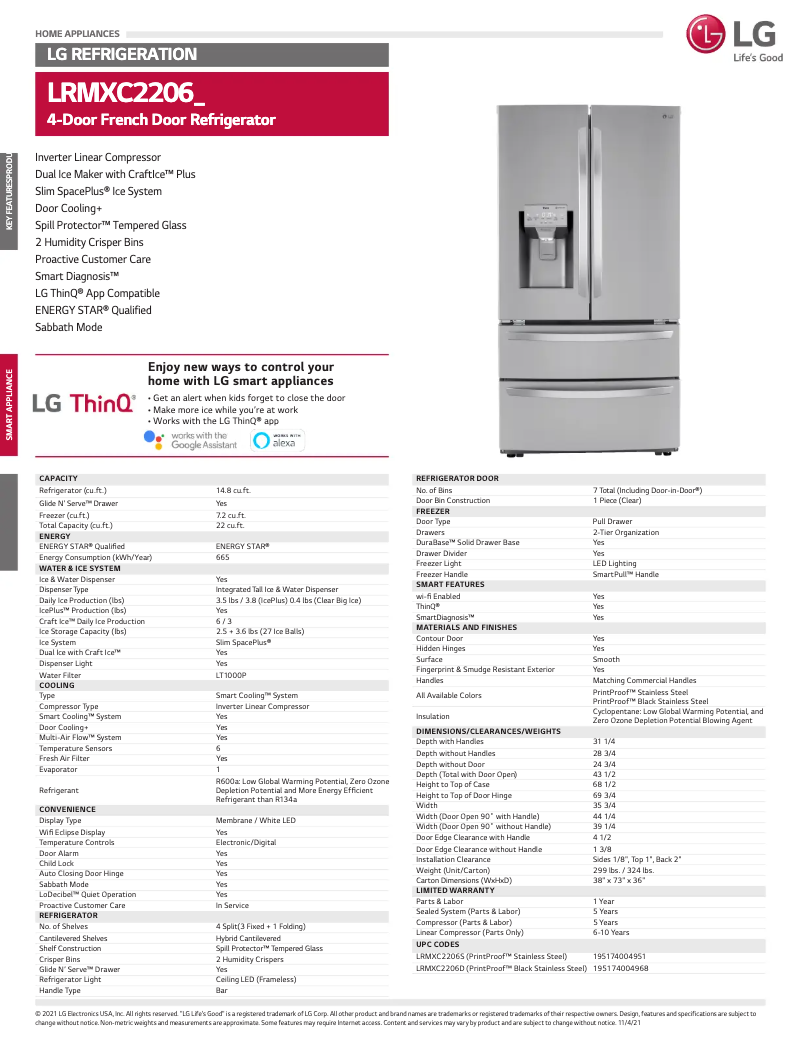 Imagen de la primera página del manual del dispositivo LRMXC2206S