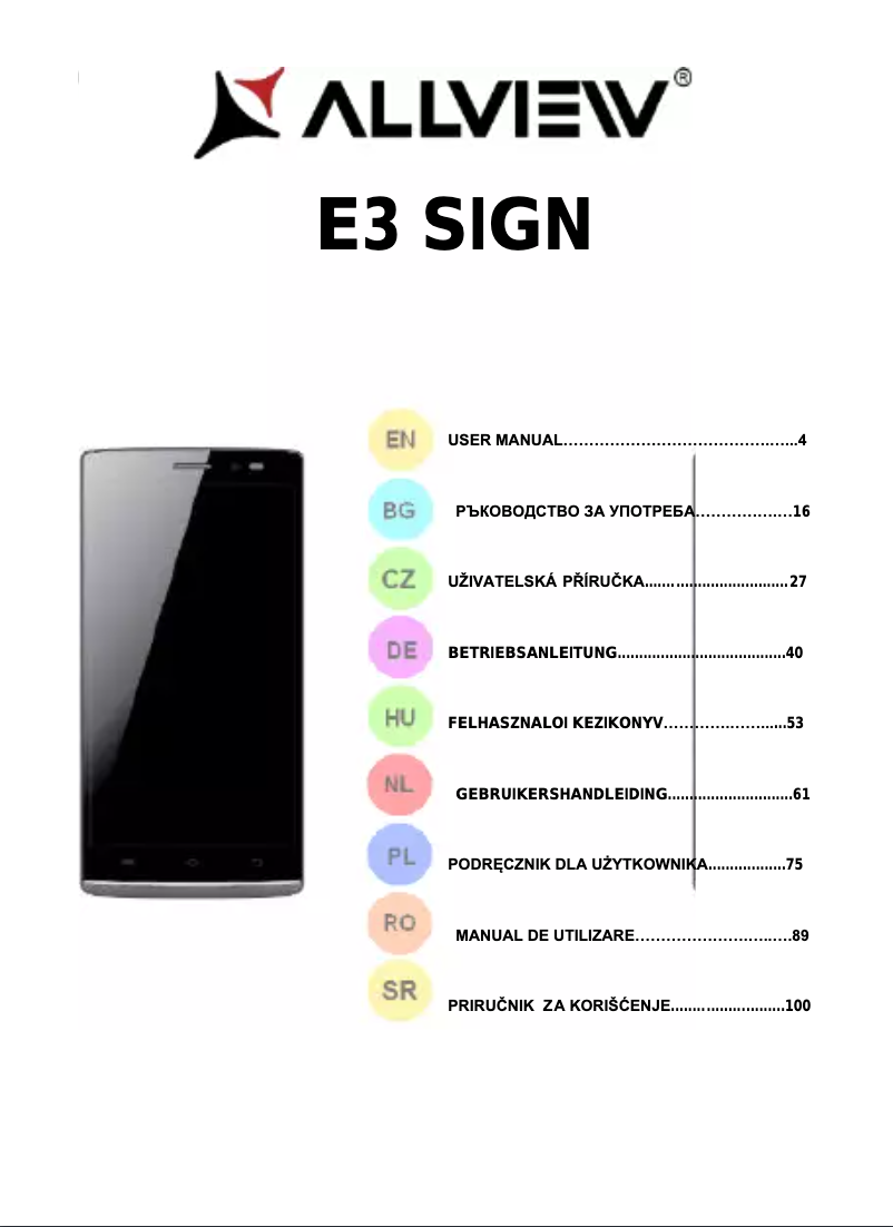 Imagen de la primera página del manual del dispositivo E3 Sign