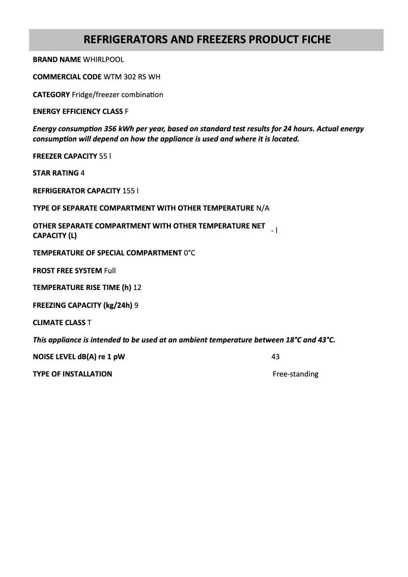 Imagen de la primera página del manual del dispositivo WTM 302 RS WH