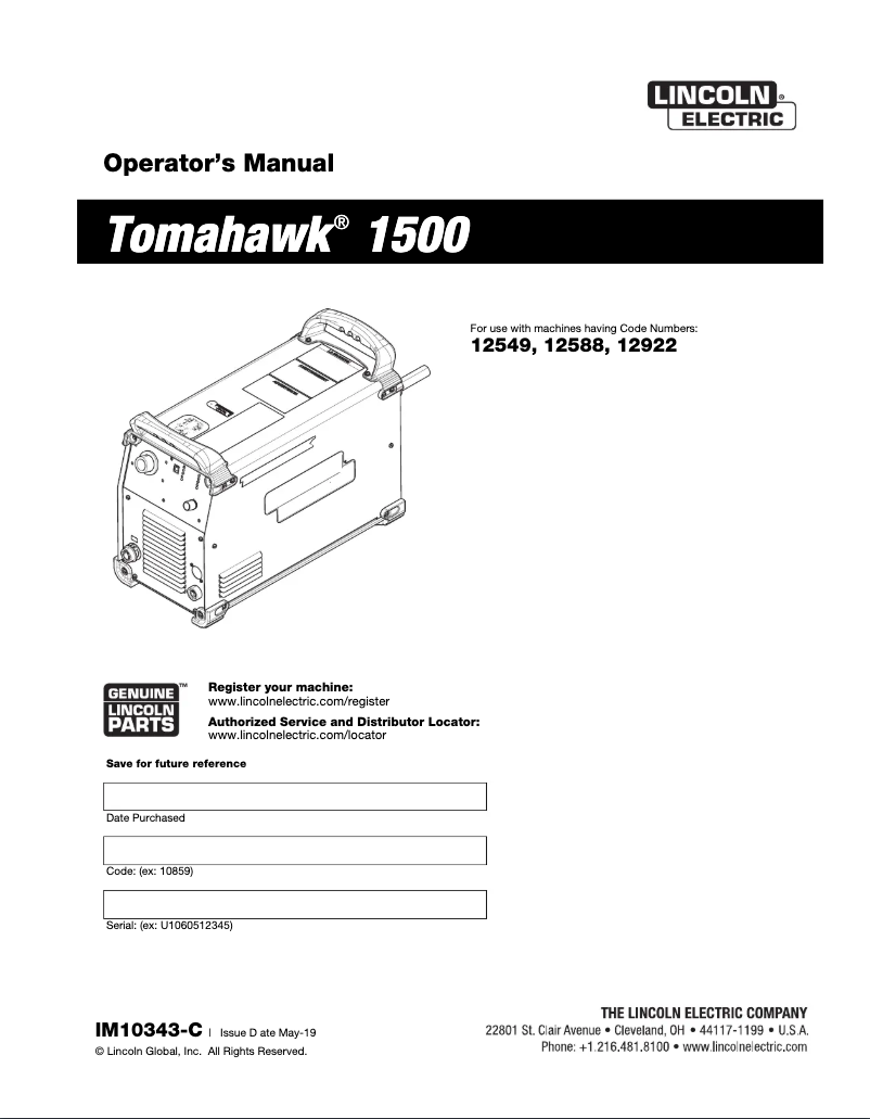 Imagen de la primera página del manual del dispositivo Tomahawk 1500