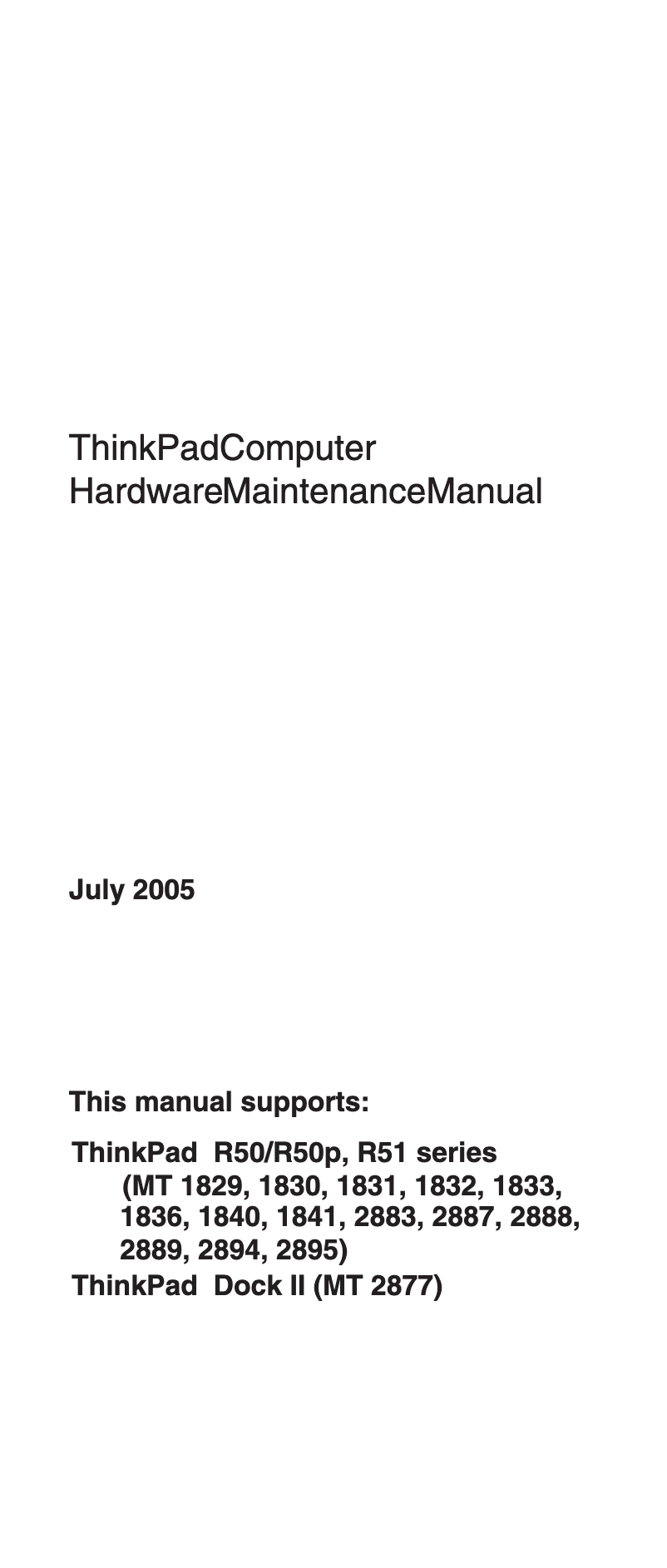 Imagen de la primera página del manual del dispositivo ThinkPad R51