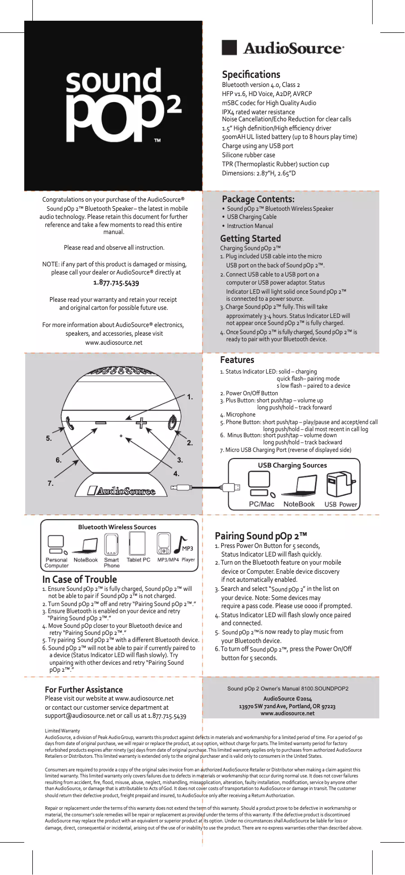 Página nº 1 - Manual de usuario AudioSource Sound pOp 2