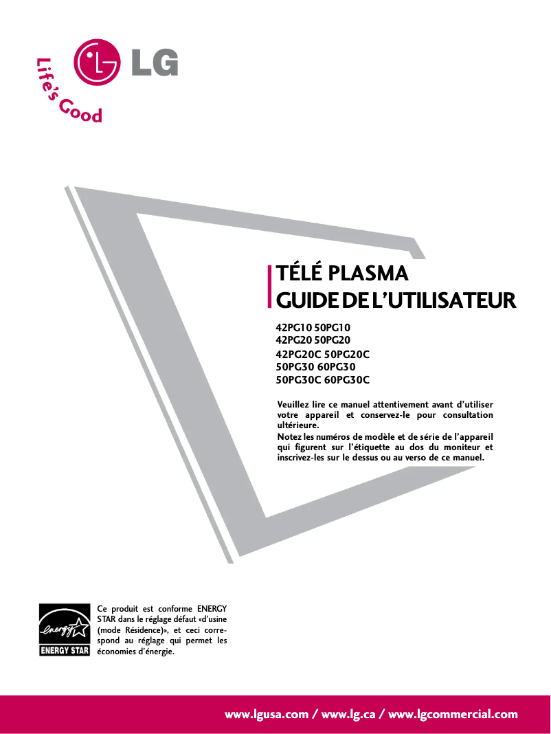 Imagen de la primera página del manual del dispositivo 42PG10