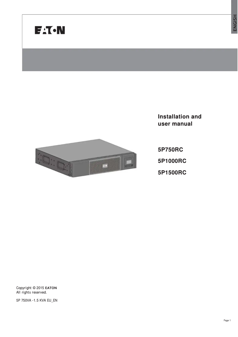 Imagen de la primera página del manual del dispositivo 5P1000RC