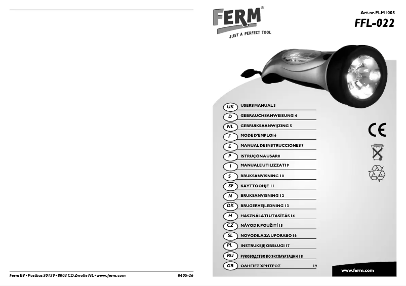 Imagen de la primera página del manual del dispositivo FFL-022