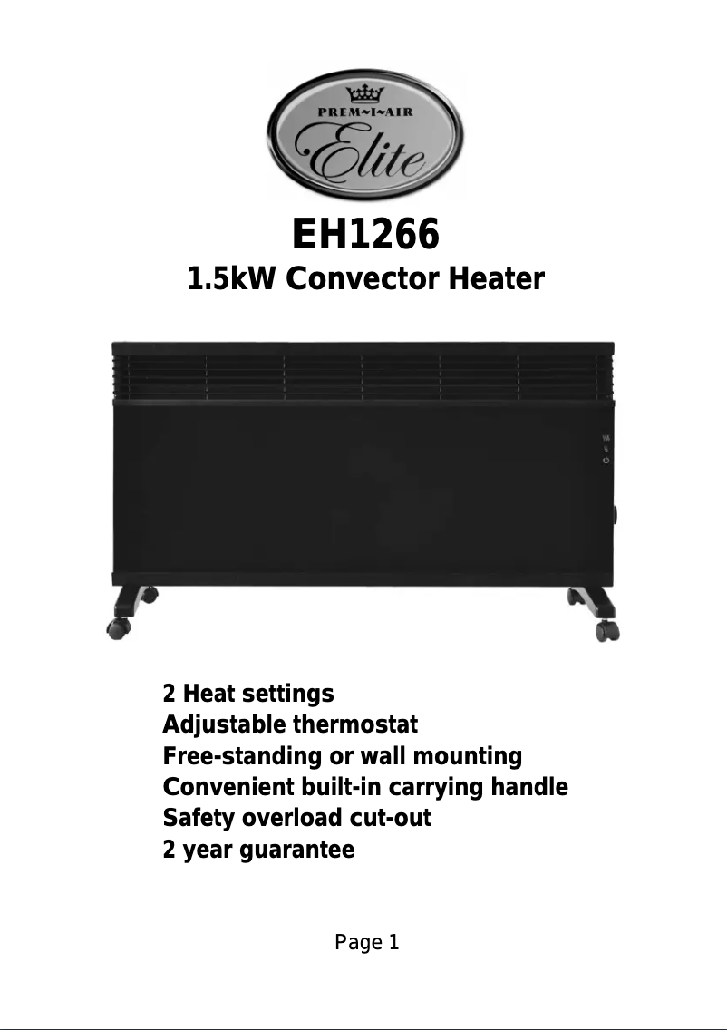 Página 1 del manual Manual de usuario Prem-I-Air EH1266