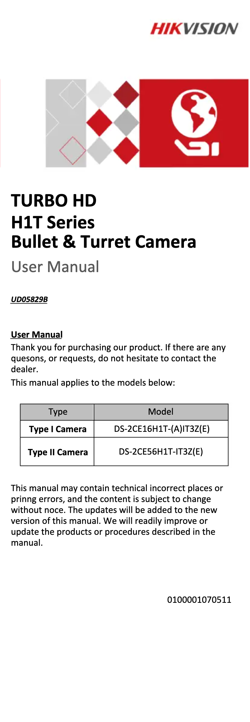Imagen de la primera página del manual del dispositivo DS-2CE56H1T-IT3ZE