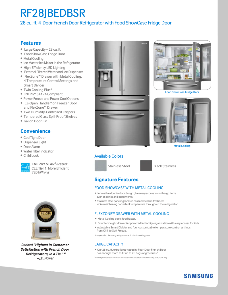 Página 1 del manual Ficha técnica Samsung RF28JBEDBS