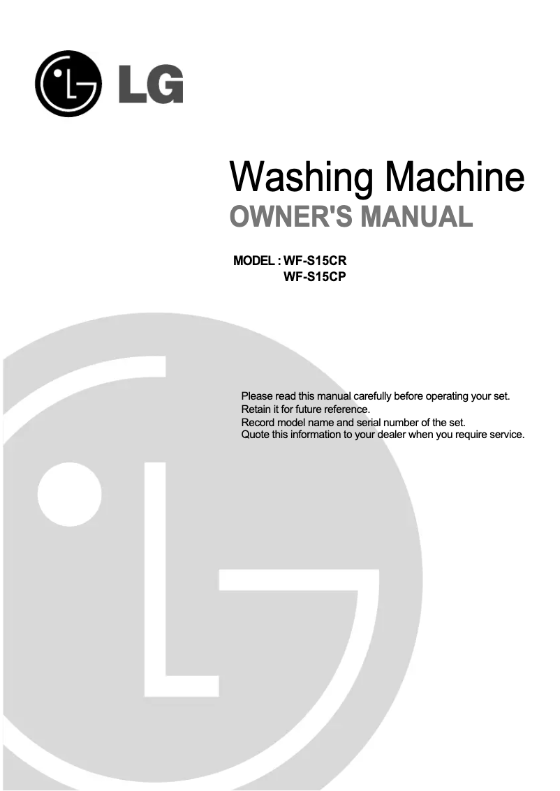 Página nº 1 - Manual de usuario LG WF-S15CP