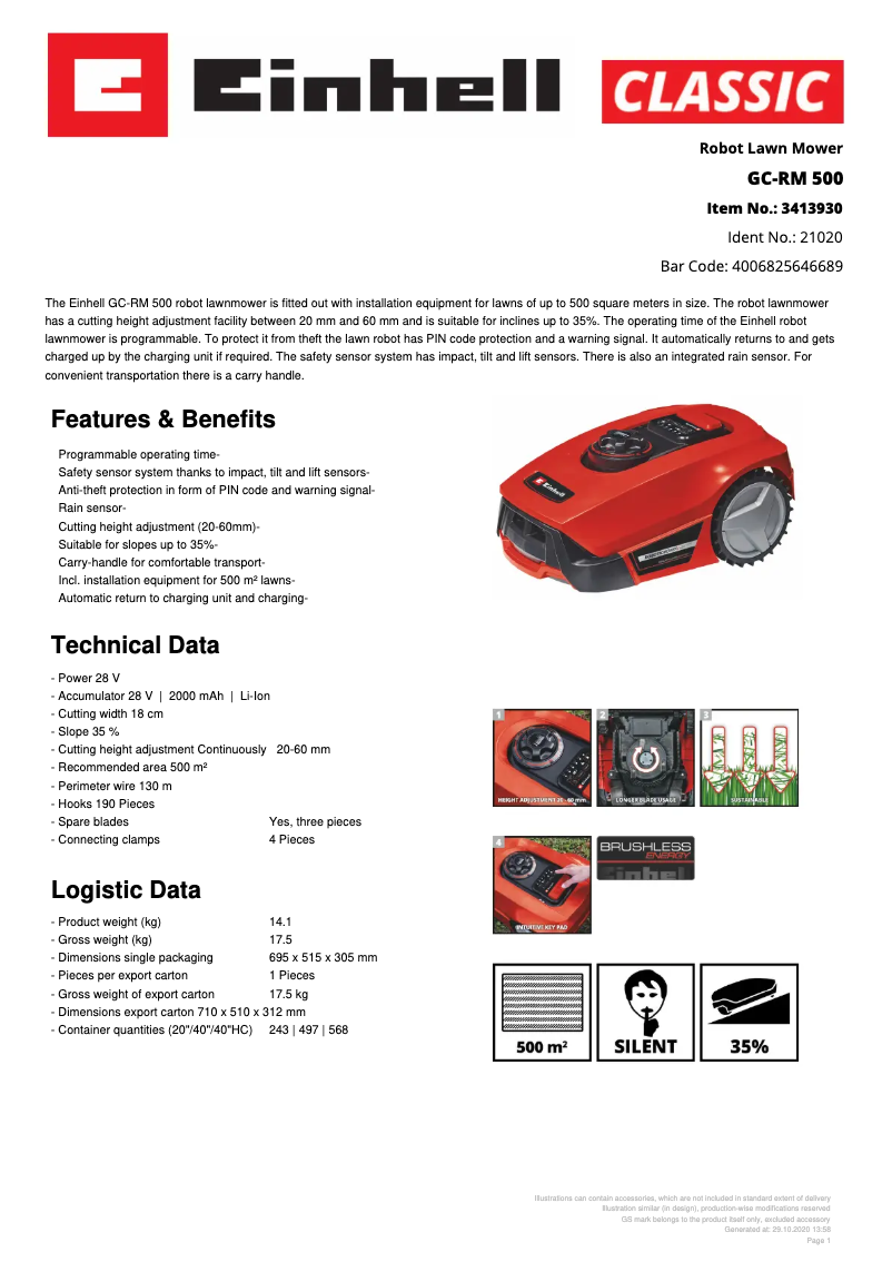 Página nº 1 - Ficha técnica Einhell GC-RM 500
