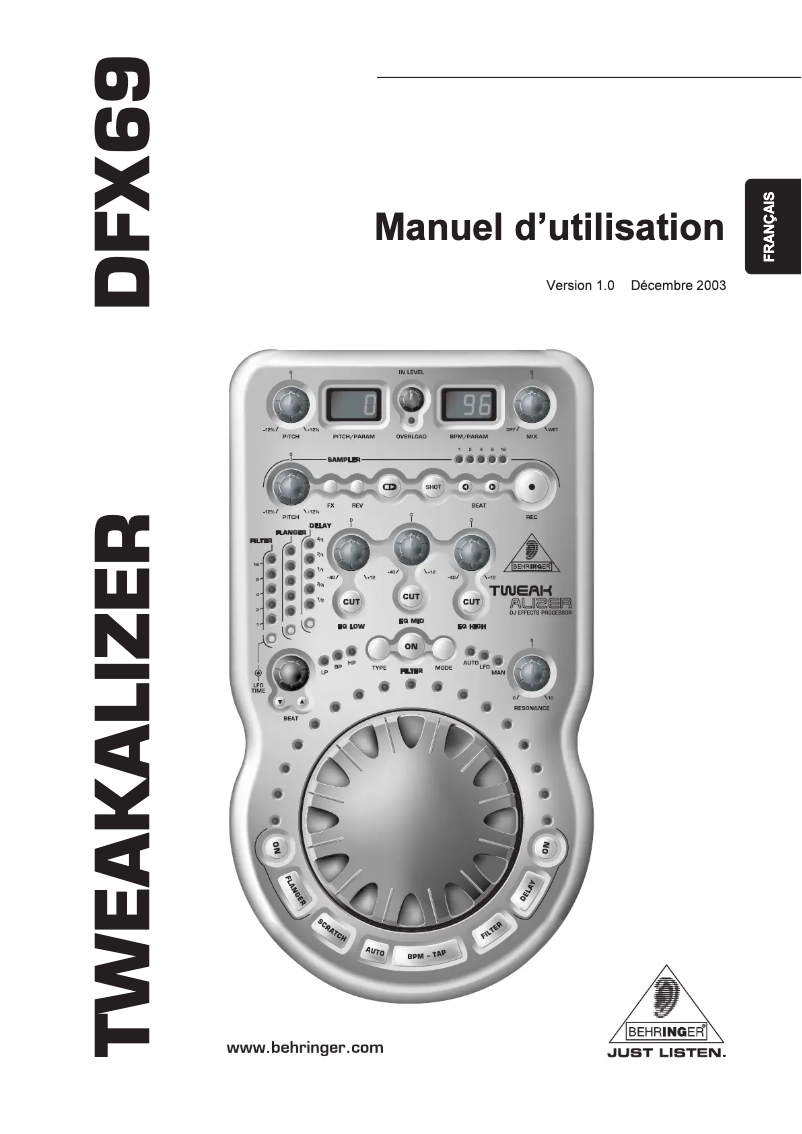Imagen de la primera página del manual del dispositivo Tweakalizer DFX69