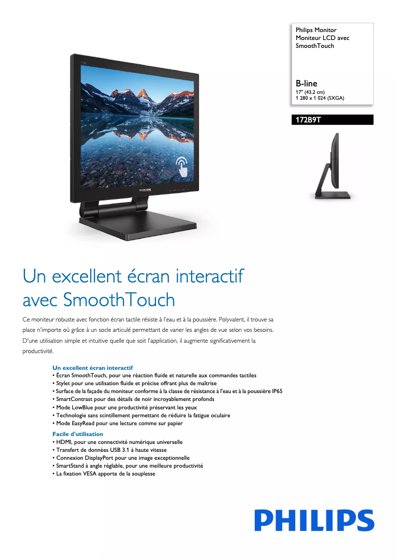 Imagen de la primera página del manual del dispositivo B Line 172B9T