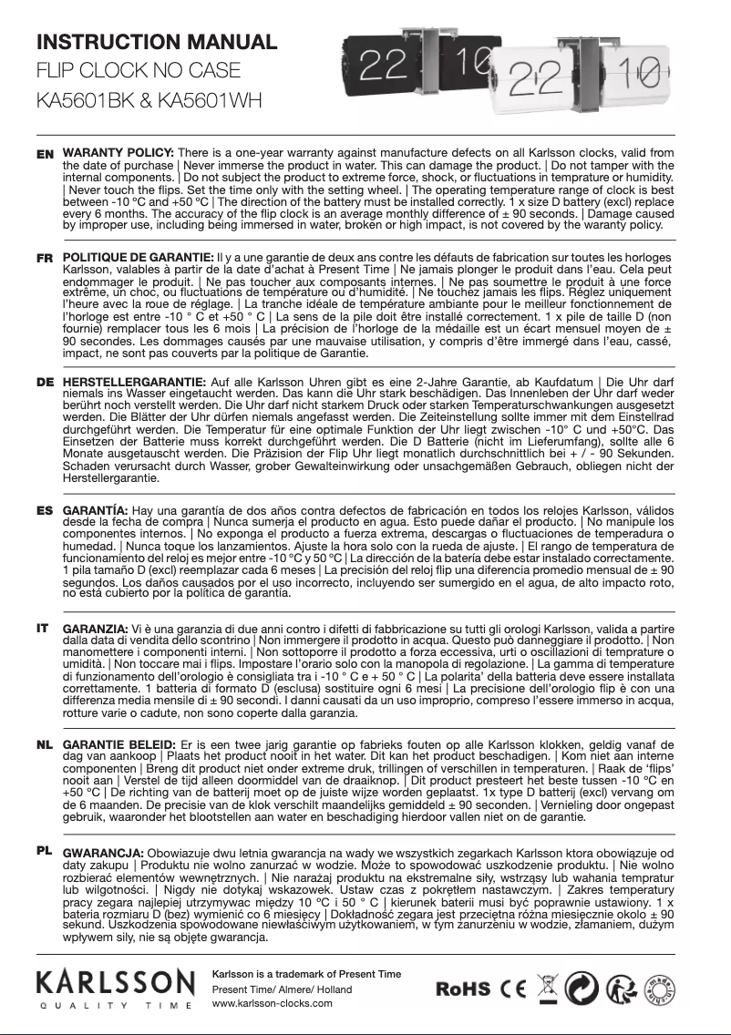 Página nº 1 - Manual de usuario Karlsson Flip KA5601BK