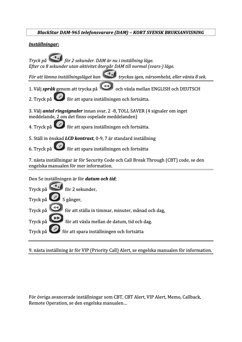 Imagen de la primera página del manual del dispositivo DAM-965