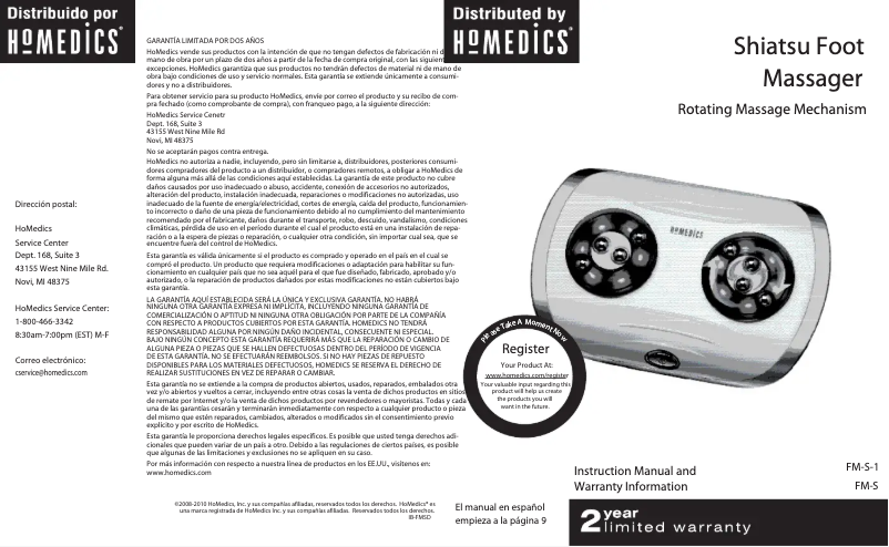 Página 1 del manual Manual de usuario Homedics FM-S