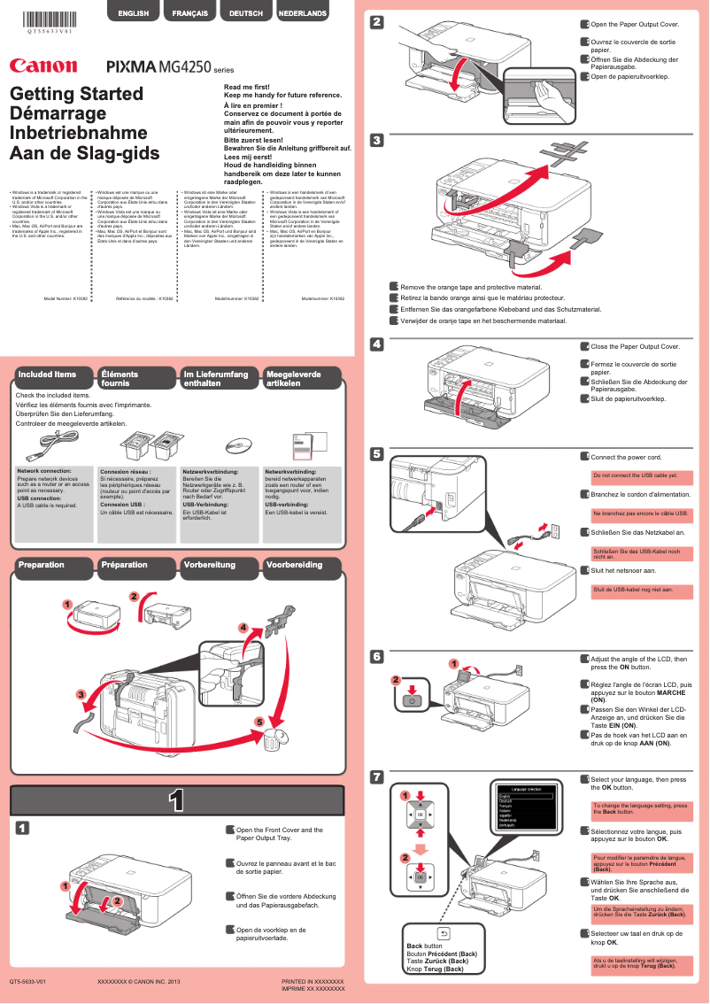Imagen de la primera página del manual del dispositivo Pixma MG4240