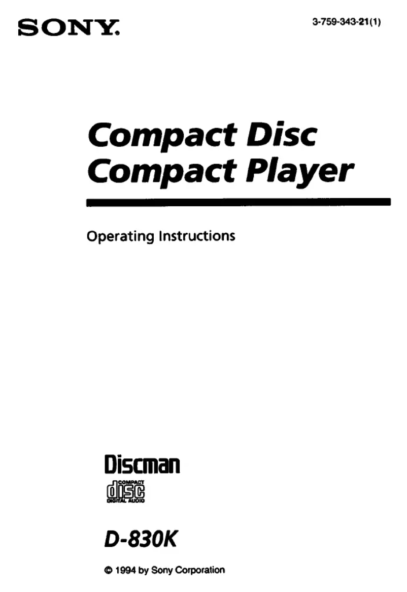 Imagen de la primera página del manual del dispositivo Discman D-830K